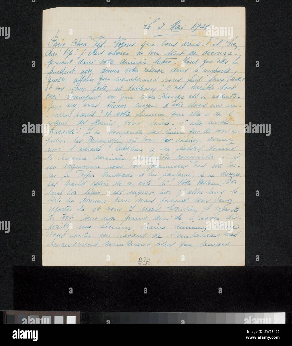 Lettre à Philip Zilcken, 1926 lettres écriture à l'encre (procédés) / peinture à la plume (y compris livre-illumination, miniature-peinture) Banque D'Images