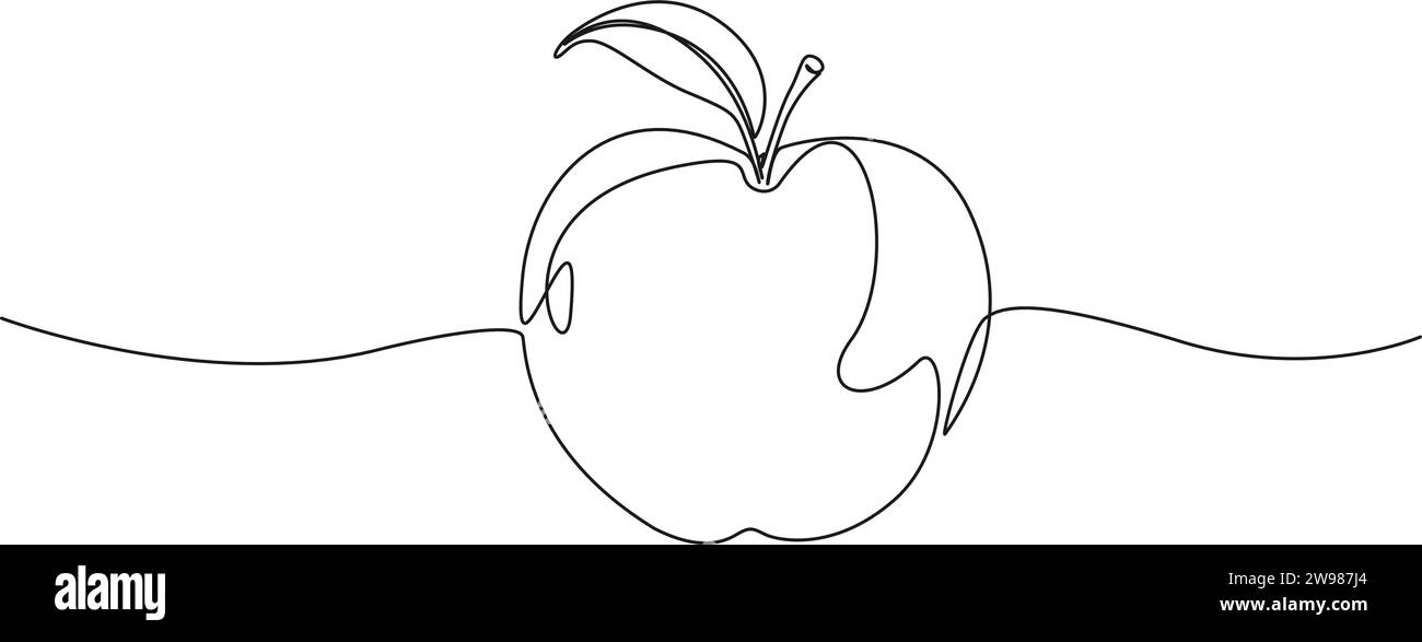 dessin continu à une seule ligne d'une délicieuse pomme mûre, illustration vectorielle d'art au trait Illustration de Vecteur