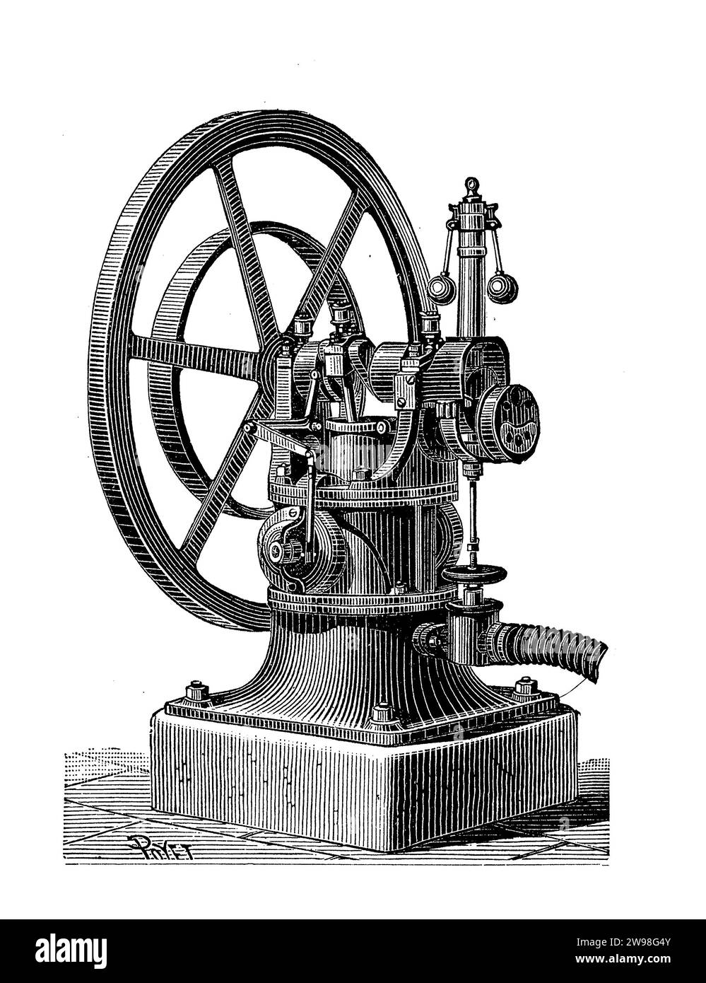 Moteur pneumatique fonctionnant en expansion de l'air comprimé, 19e siècle Banque D'Images