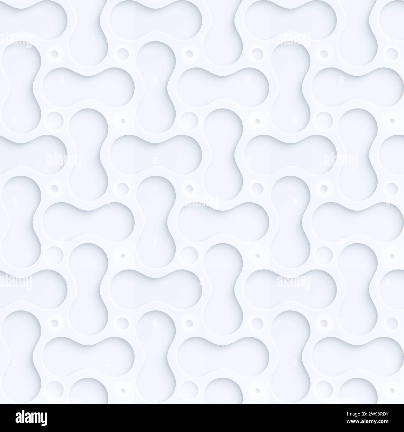 Motif sans couture de formes géométriques transparentes ou blanches abstraites avec effet de découpe de papier ou ombre sur blanc. Fond moderne abstrait, espace de copie Banque D'Images