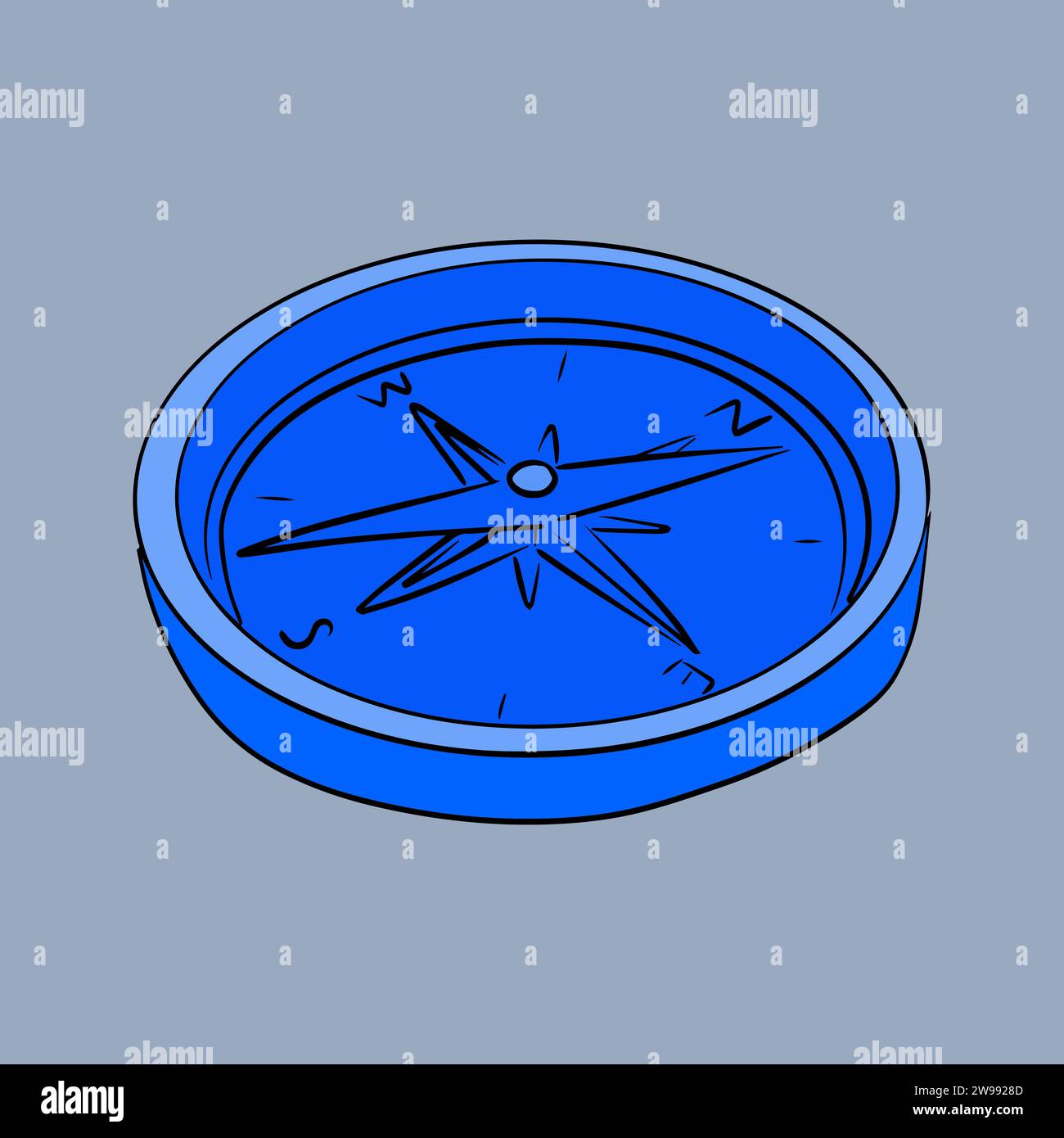 Illustration isolée vectorielle d'une boussole. Orientation locale. Équipement pour la randonnée. Symbole de voyage. Illustration de Vecteur