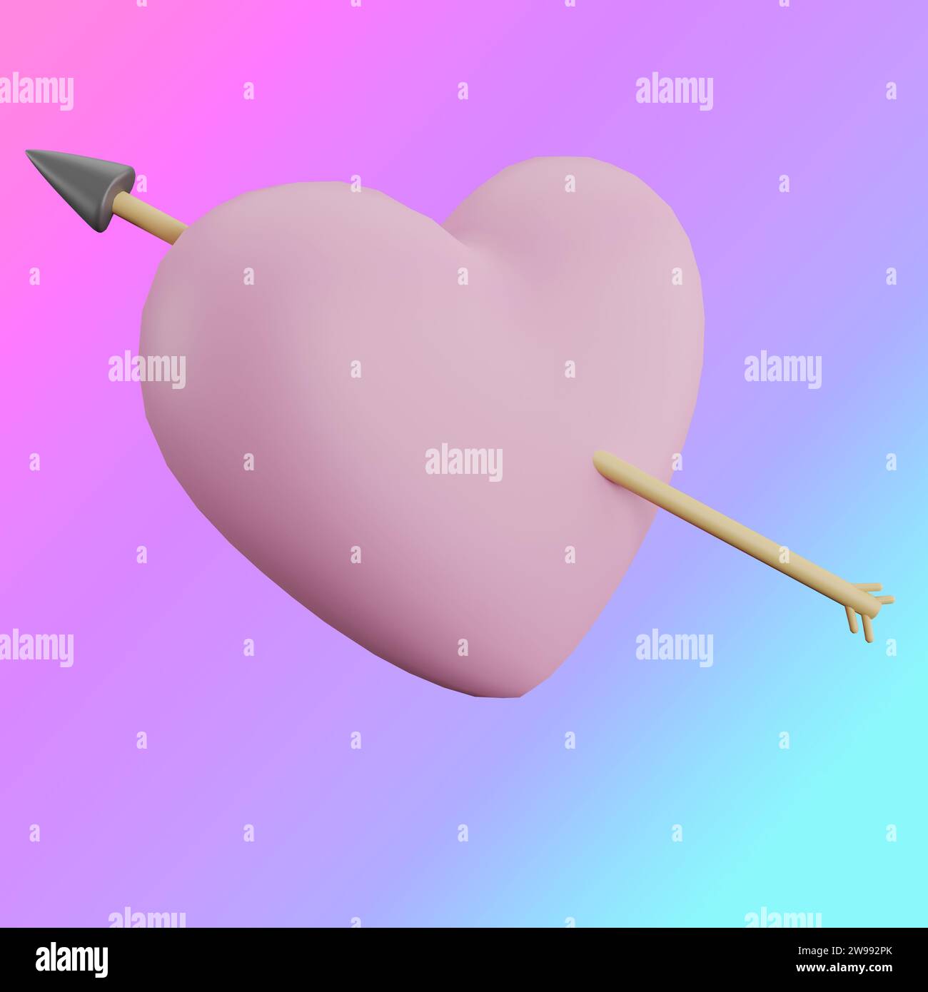 Cœur percé d’une flèche, symbolisant l’amour et la passion Banque D'Images