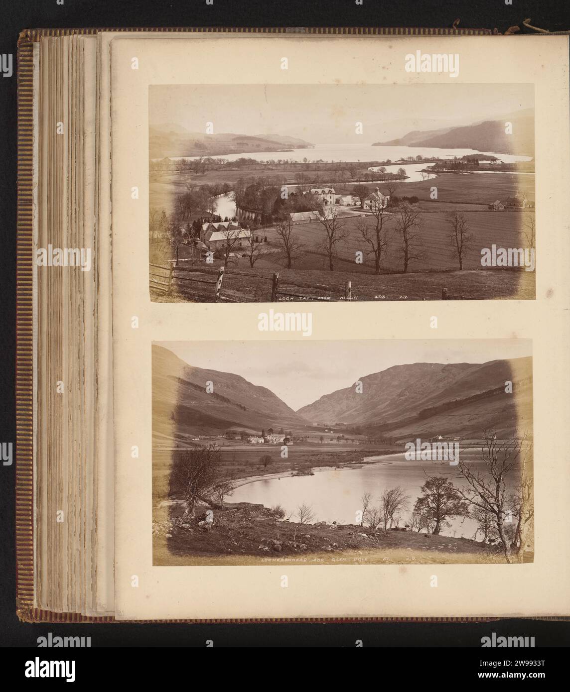 Vue du Loch Tay depuis Killin et visage sur Lochearnhead et Glen Olle, Anonyme, v. 1875 - v. 1885 photographie ce magazine fait partie d'un album. Killin support photographique albumen print fjord, loch marin. dale, vallée Loch Tay. Ogle, Glen Banque D'Images