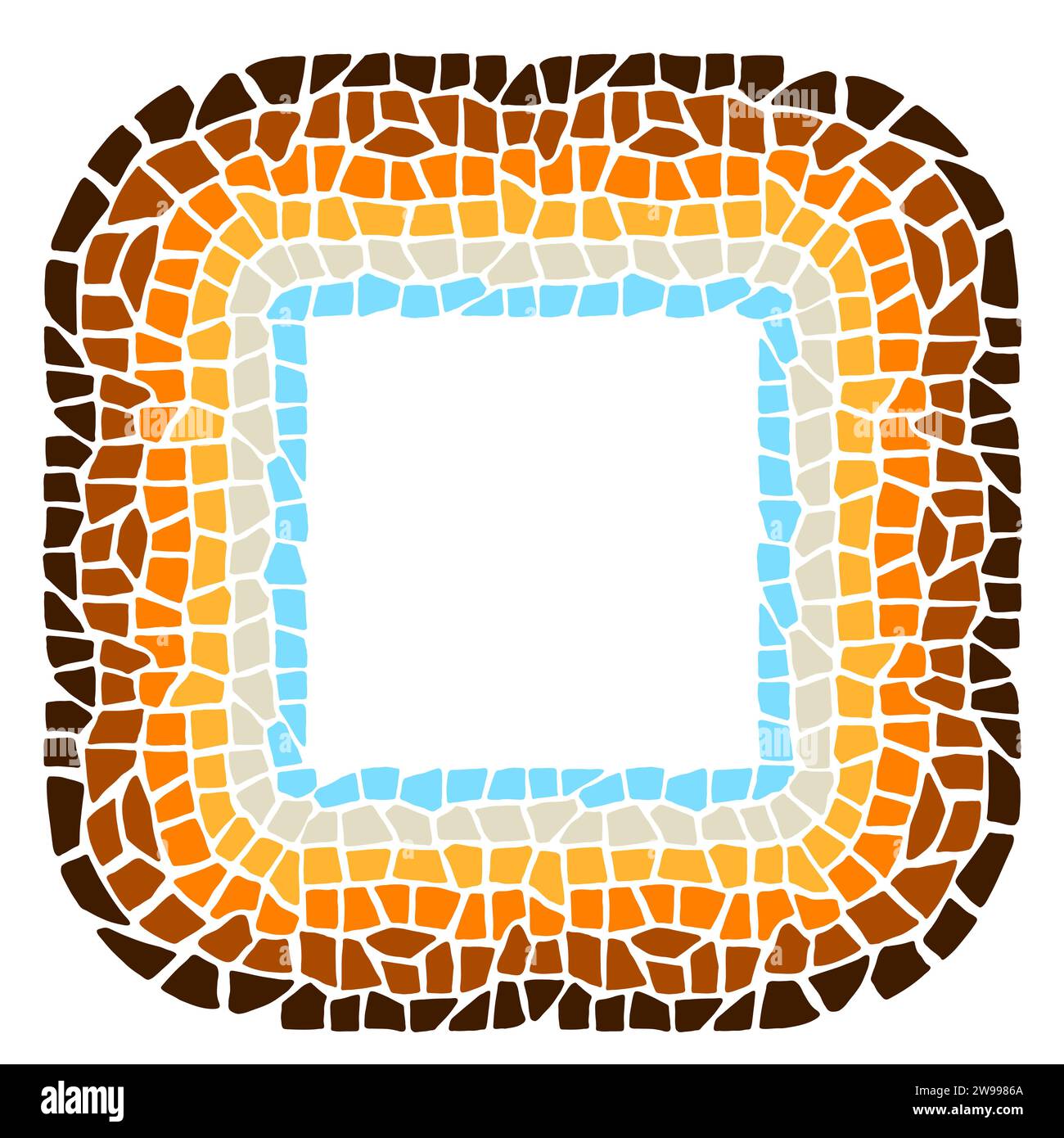 Cadre décoratif en mosaïque. Ornement en pierre antique en céramique. Illustration de Vecteur