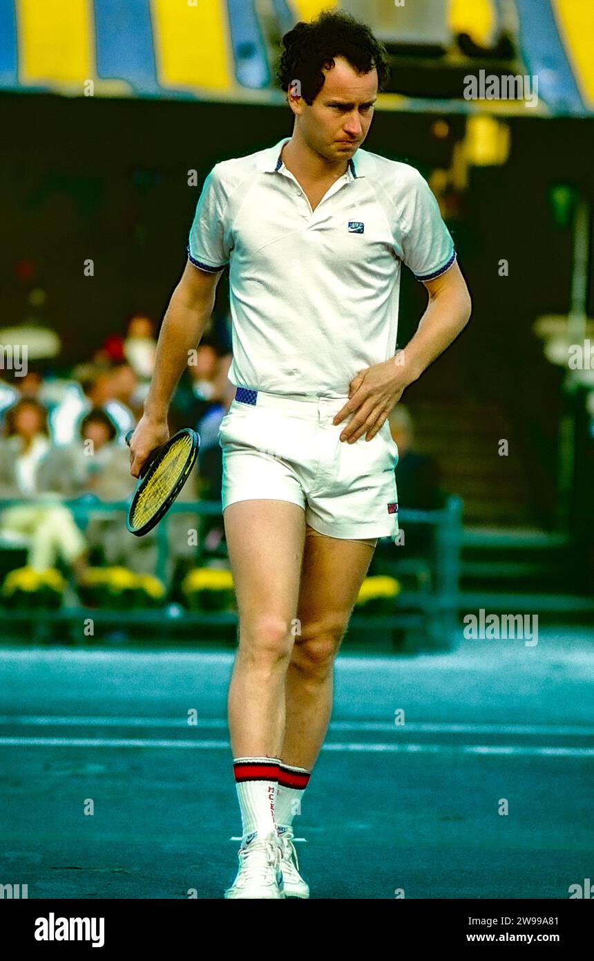 John McEnroe (États-Unis) participe au tournoi des champions WCT 1985. Banque D'Images