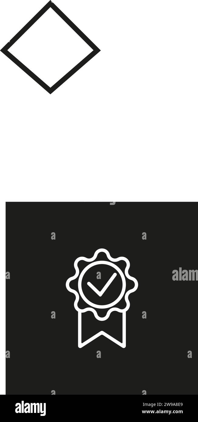 Icône de garantie de qualité dans la conception de style de contour. Approuvé, enseigne certifiée. Qualité. Contour modifiable. Concept d'emblème de contrôle minimal du consommateur ou Illustration de Vecteur