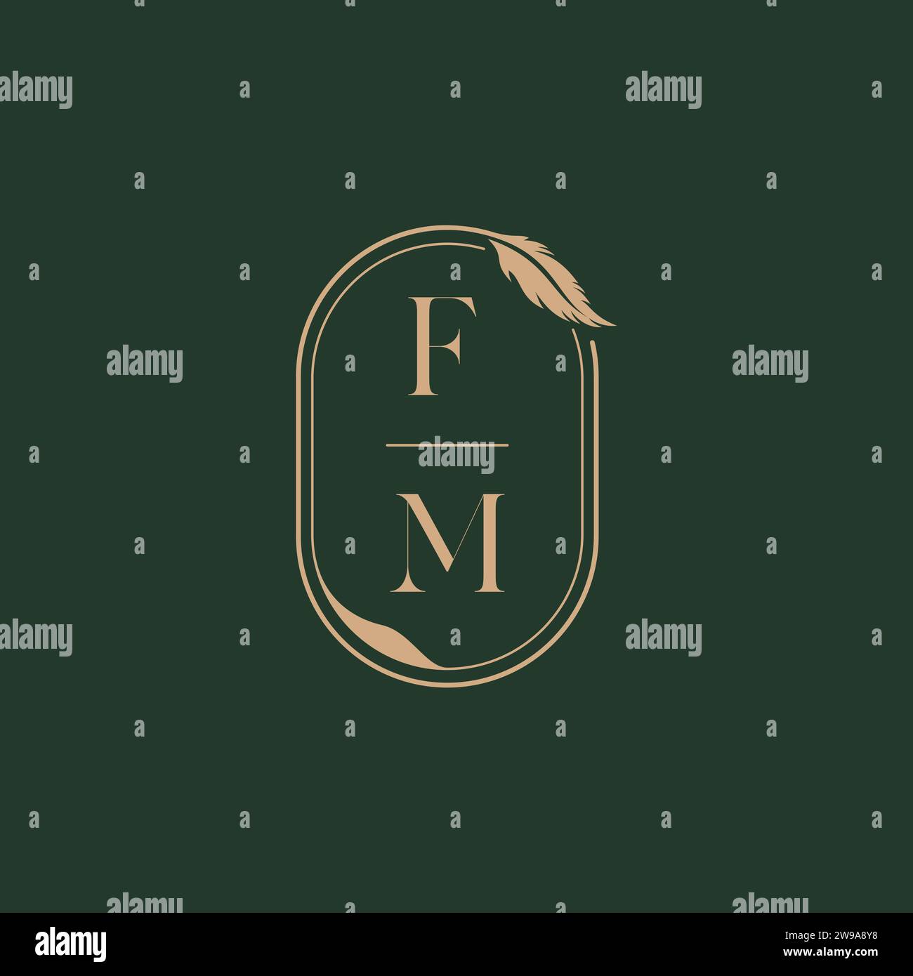 Idées de conception de logo de monogramme de mariage FM Feather concept comme inspiration Illustration de Vecteur