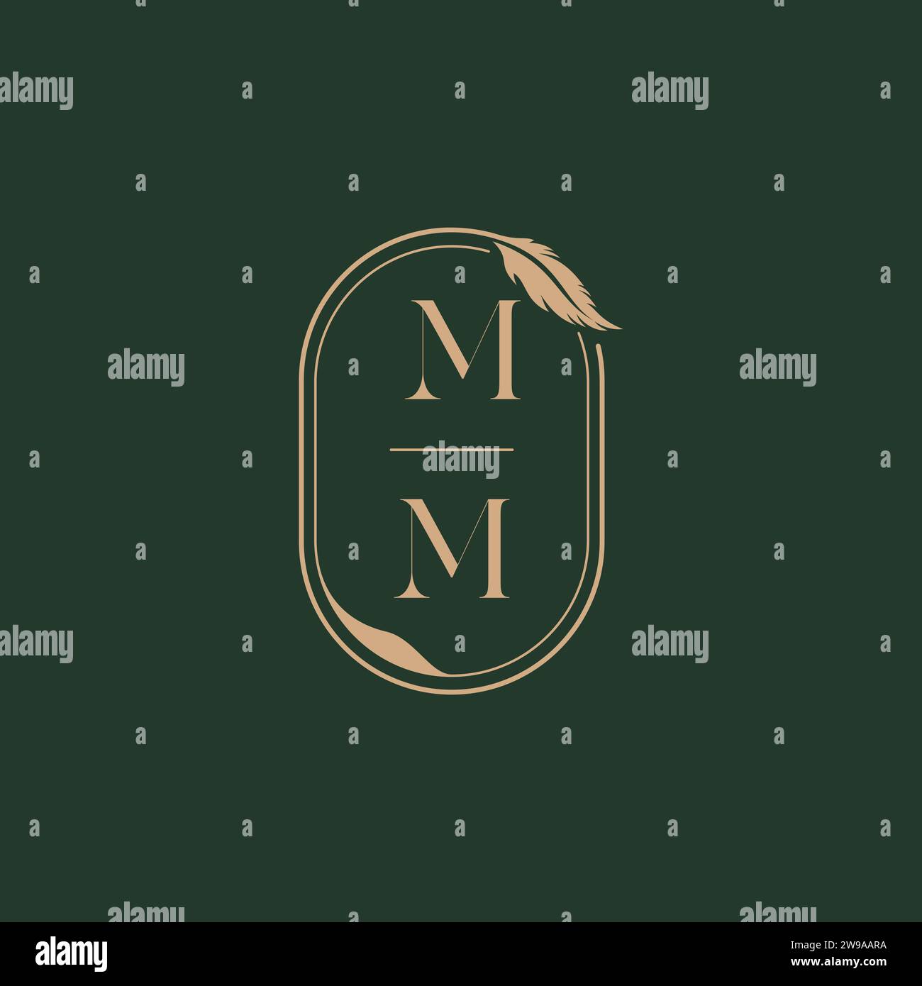 Idées de conception de logo de monogramme de mariage de concept de plume MM comme inspiration Illustration de Vecteur