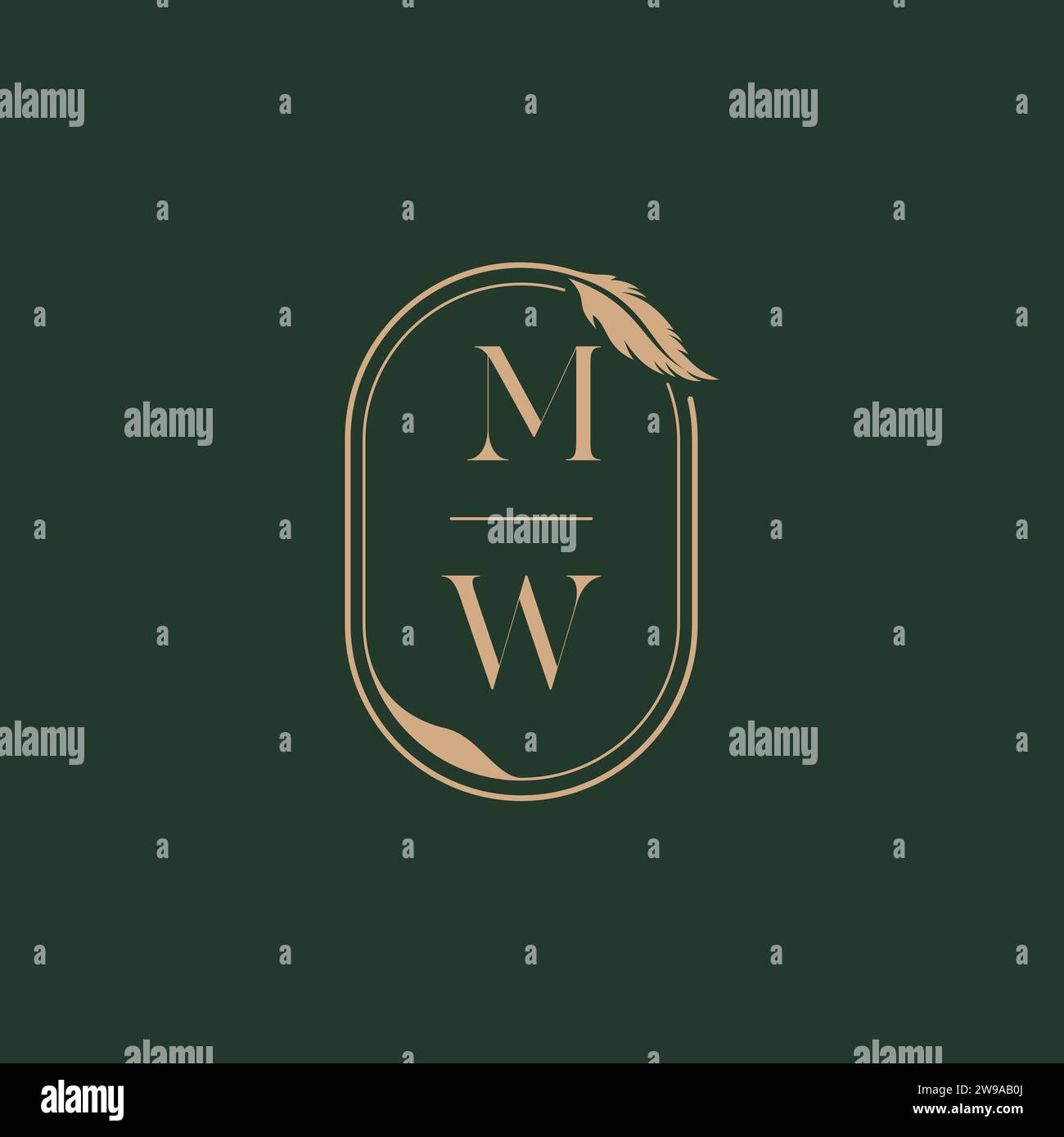 MW Feather concept mariage monogramme idées de conception comme inspiration Illustration de Vecteur