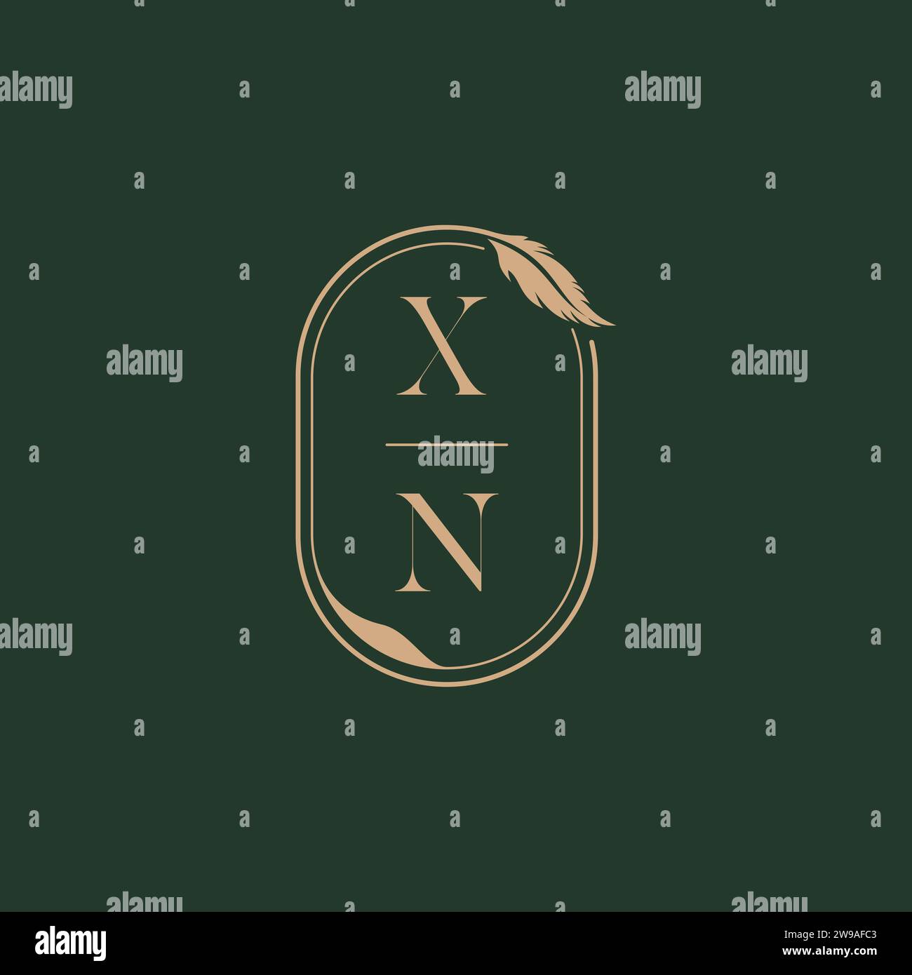 Idées de conception de logo de monogramme de mariage XN Feather concept comme inspiration Illustration de Vecteur