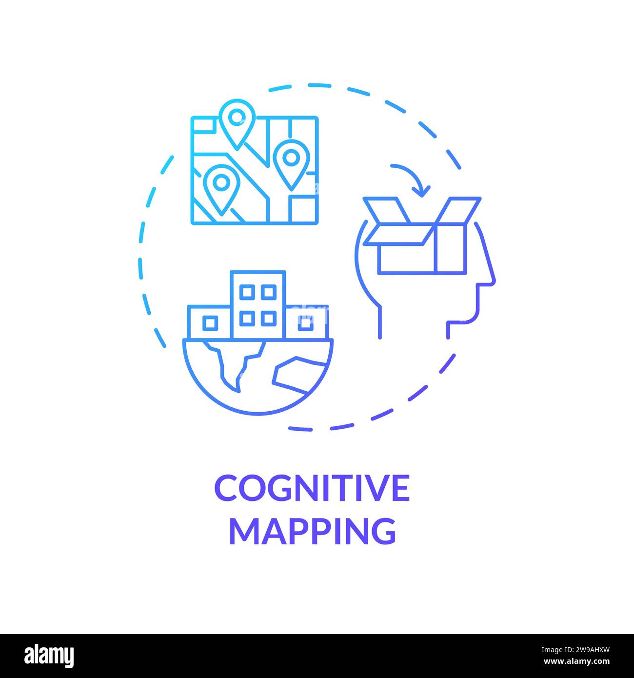 Concept d'icône de cartographie cognitive de gradient simple à ligne mince Illustration de Vecteur