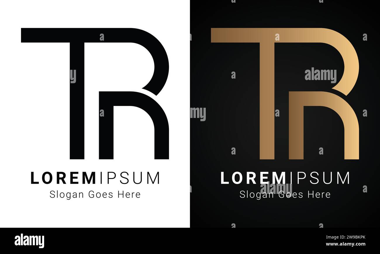 Design de logo de lettre de texte initiale TR ou RT monogramme de luxe Illustration de Vecteur