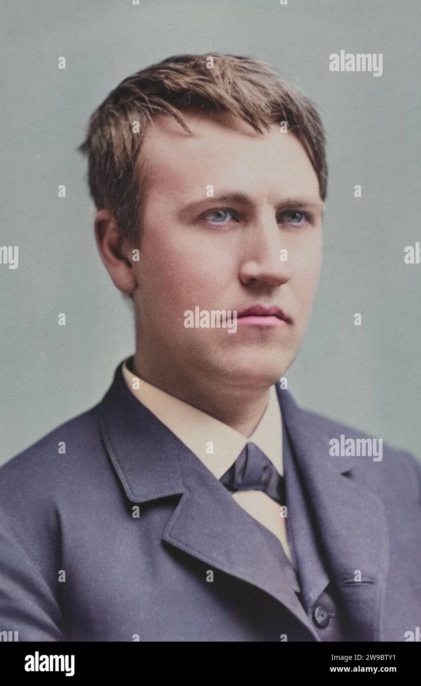Portrait de Thomas Alva Edison. Année : 1870. Par Anderson Studio. Banque D'Images