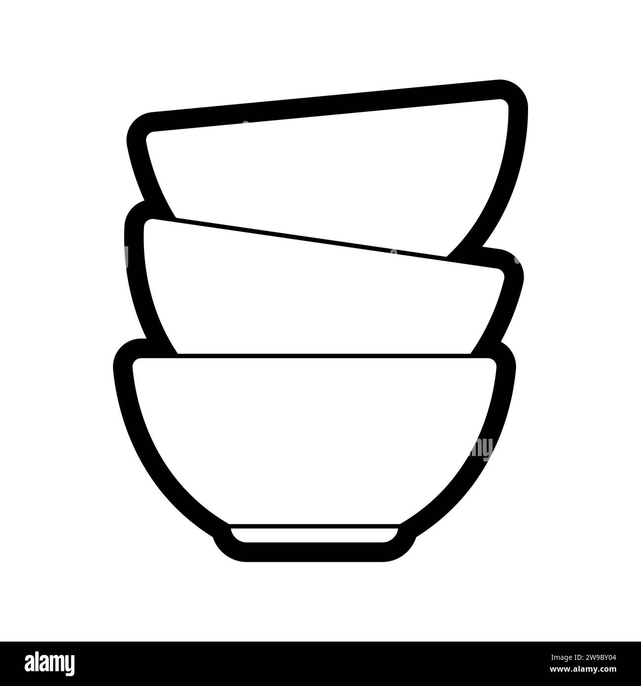 Illustration de la pile de bols. Ustensile de cuisine stylisé. Illustration de Vecteur