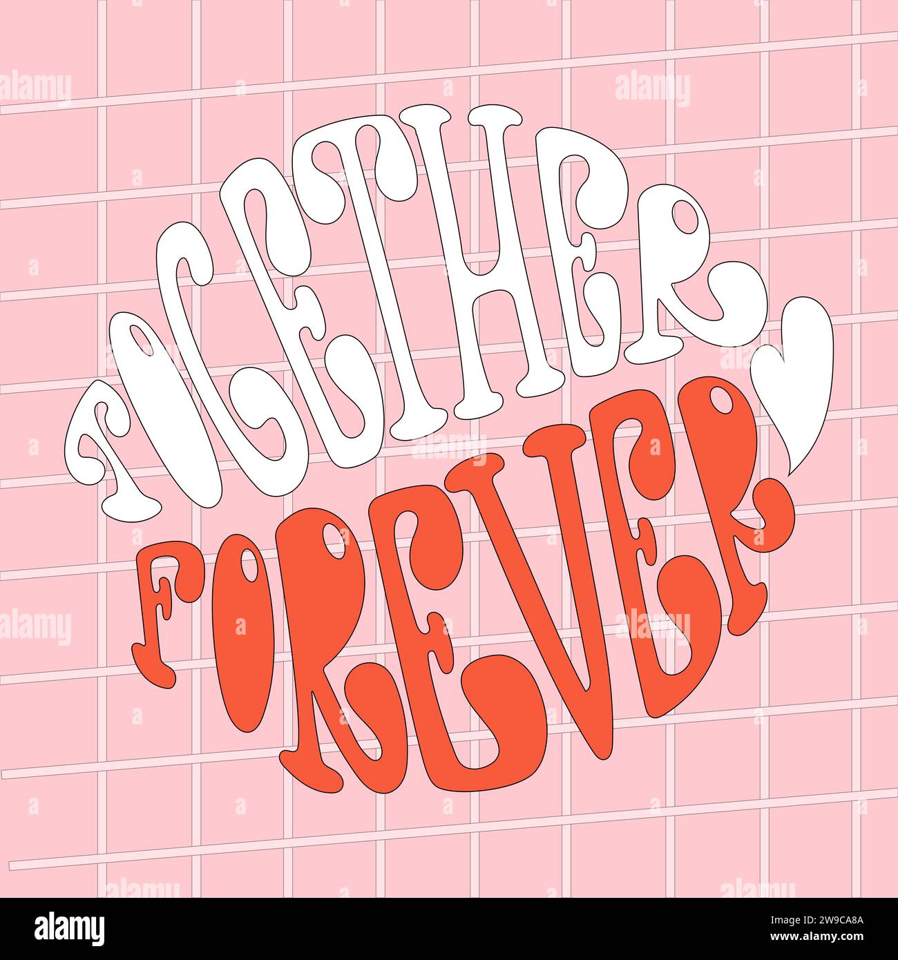 Composition de lettrage dessinée à la main pour toujours en forme ronde. Motif Vector Valentines. Illustration de Vecteur