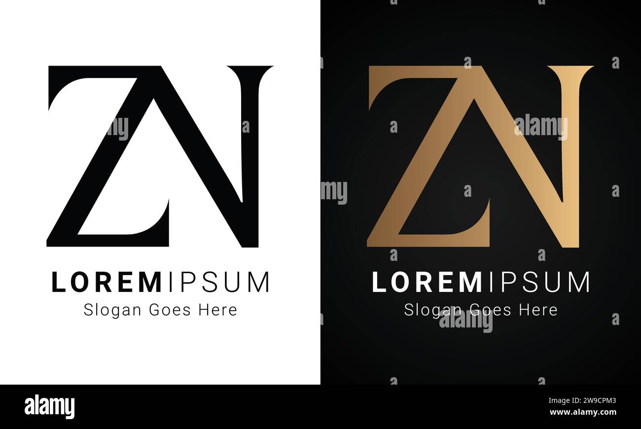 Design initial de luxe ZN ou NZ Monogram Text Letter logo Design Illustration de Vecteur