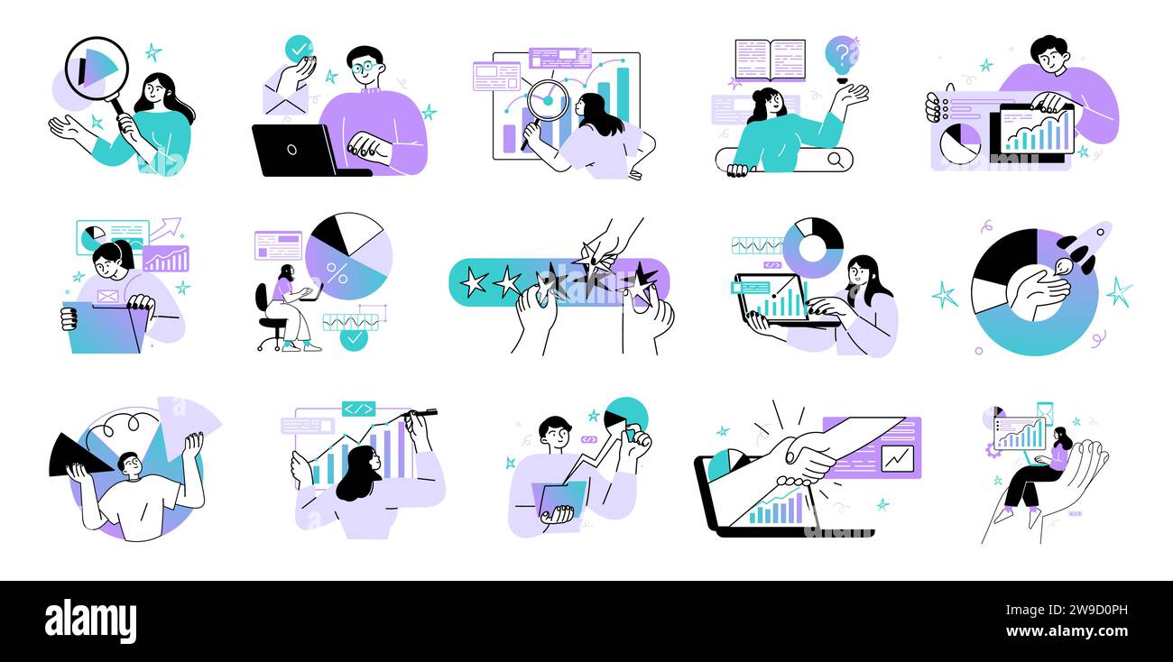 Vecteur de flux de travail d'entreprise People Work Illustration de Vecteur