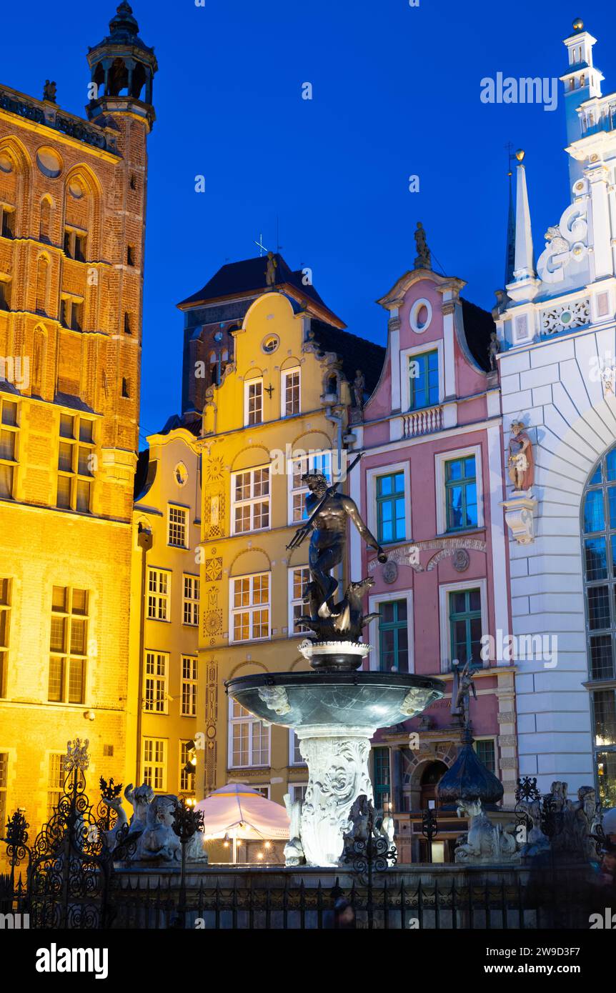02.02.2023, Fontaine de Neptune Gdansk, Pologne. Banque D'Images