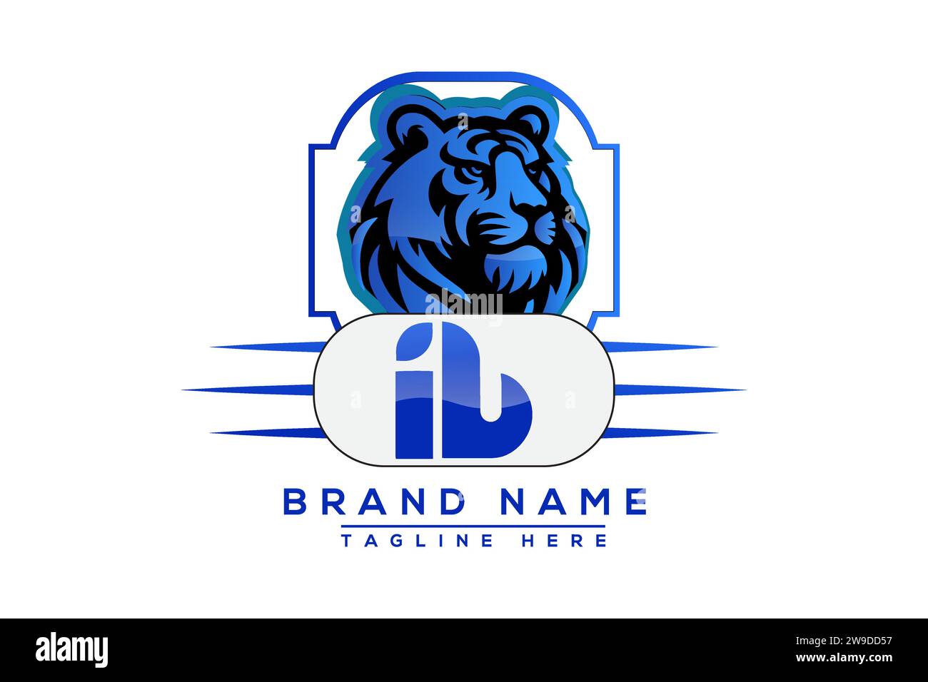 Logo BI Tiger Blue Design. Conception de logo de vecteur pour les entreprises. Illustration de Vecteur