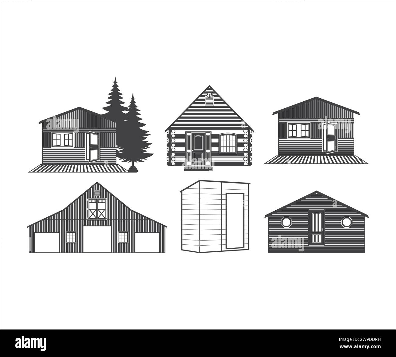 Vecteur de cabine, cabine en bois, cabine en bois, Bundle de cabine, ensemble Clipart de cabine Illustration de Vecteur