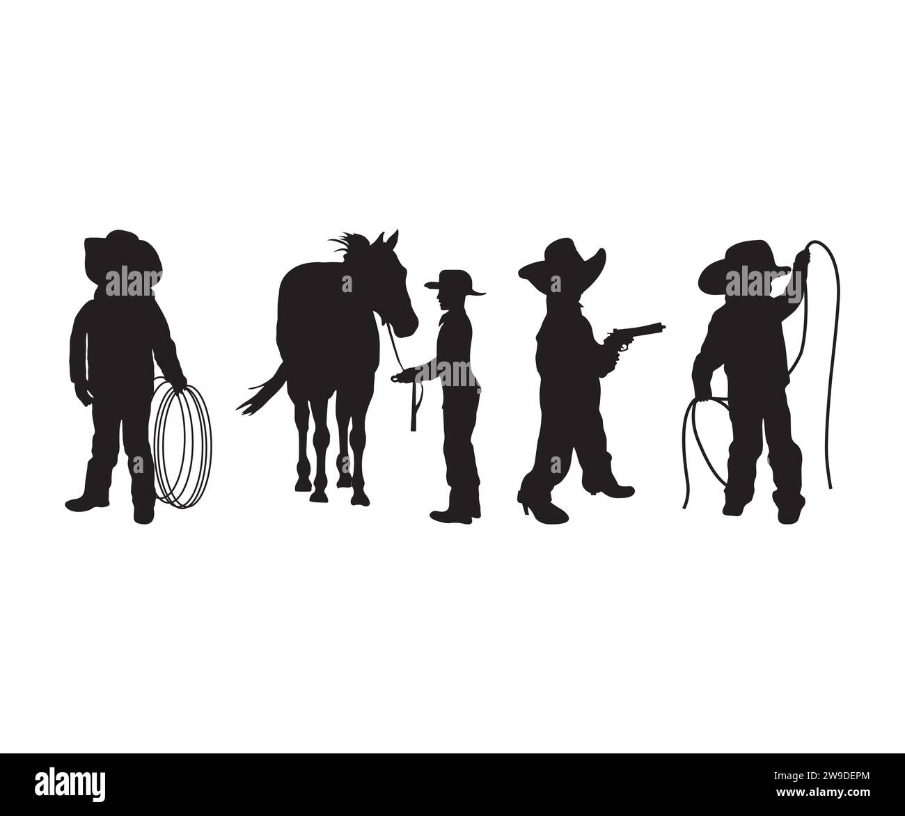 Little Cowboy, Little Cowboy SVG, Pony SVG, Little Cowboy Silhouette, Rodeo Horse, Cowboy, Western, Cowboy Vector Illustration de Vecteur