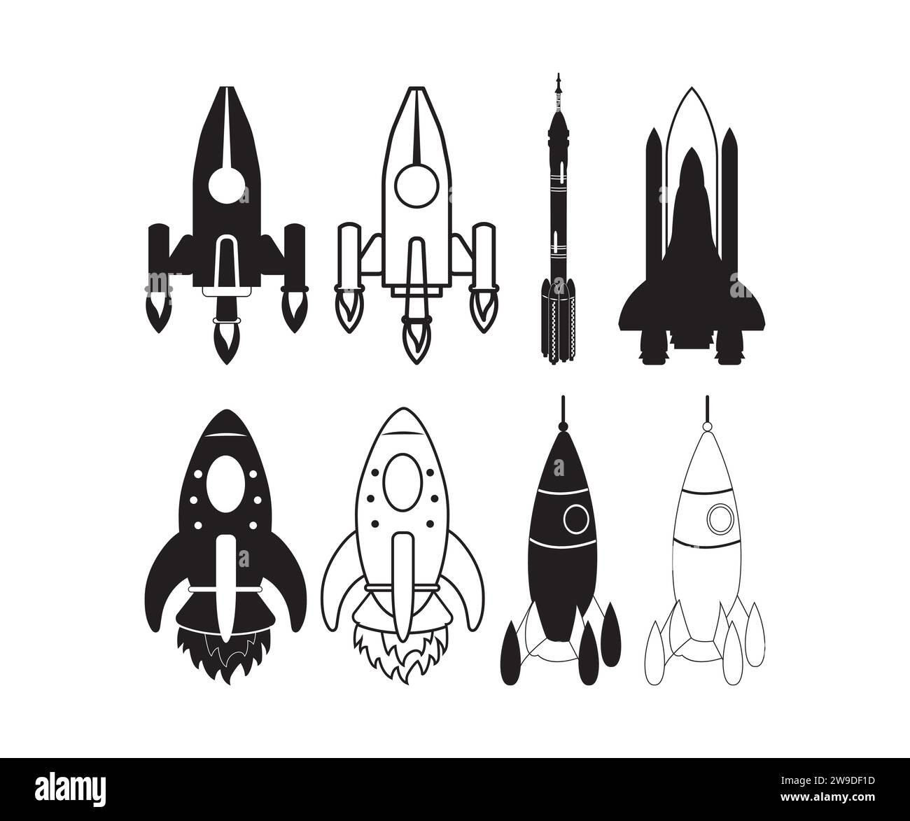 Rocket Vector, Rocket Clipart, Spaceship Outline, Rocket Clipart, Mid Century Vintage Rockets, Rocket Ship, Space Illustration de Vecteur