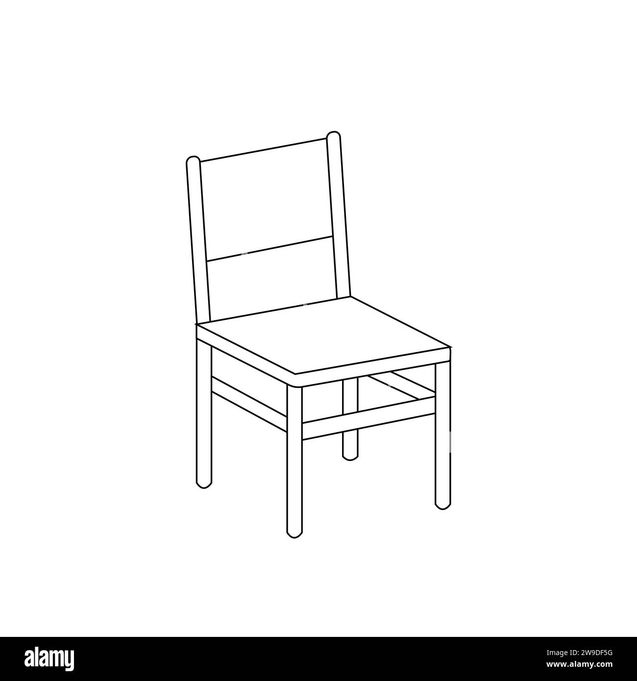 Contour noir de l'élément intérieur isolé sur un fond blanc. Chaise avec contour noir. Coloriage. Livre de coloriage. coloriage pour les enfants. Illustration de Vecteur