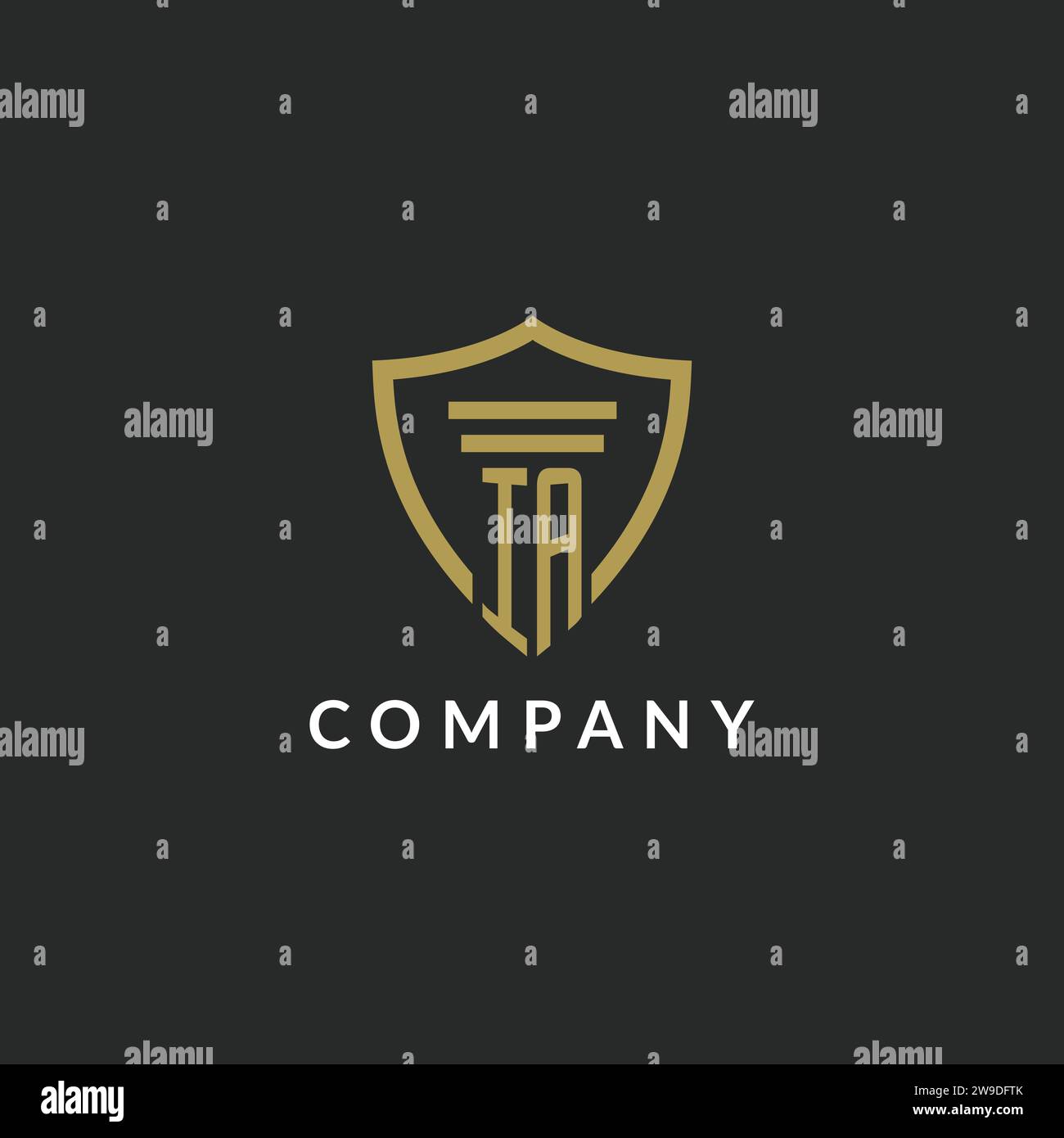 Logo monogramme initial IA avec idées de conception de style pilier et bouclier Illustration de Vecteur