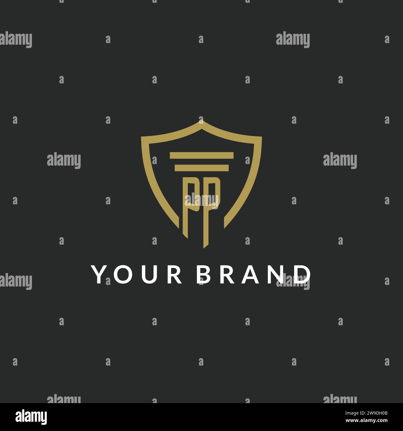 Logo monogramme initial PP avec des idées de conception de style pilier et bouclier Illustration de Vecteur