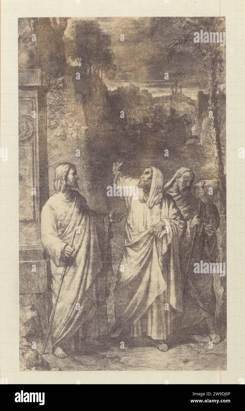 Production photographique (vraisemblablement) d'un dessin signé par 'Jean Bremond', représentant le Christ et les disciples dans le Hof van olives, c. 1880 - c. 1900 photographie partie de l'album des artistes français. papier. Support photographique Albumen print l'arrestation du Christ  jardin de Gethsémani Mont des oliviers Banque D'Images