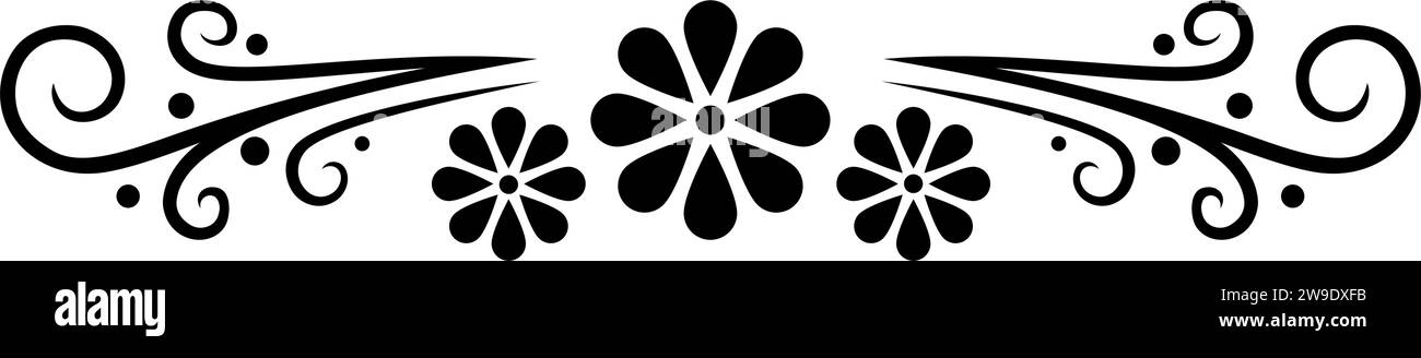 Séparateur de texte, bordure, bordure de texte, noir avec fond transparent Illustration de Vecteur