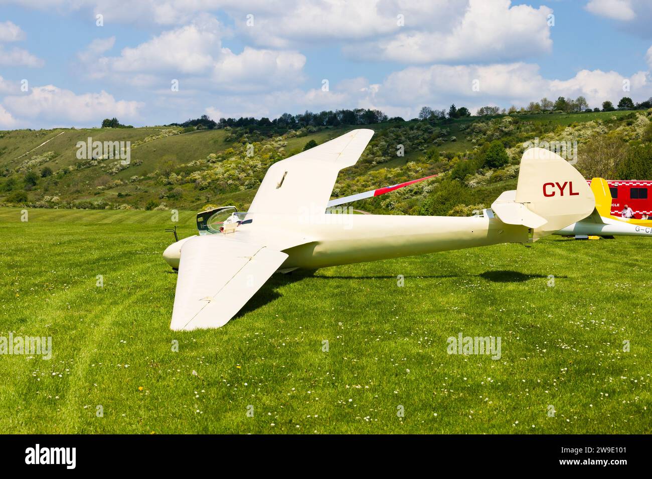 Vintage Goppingen Minimoa planeur monoplace au London Gliding Club, basé à Dunstable, Bedfordshire, Angleterre Banque D'Images