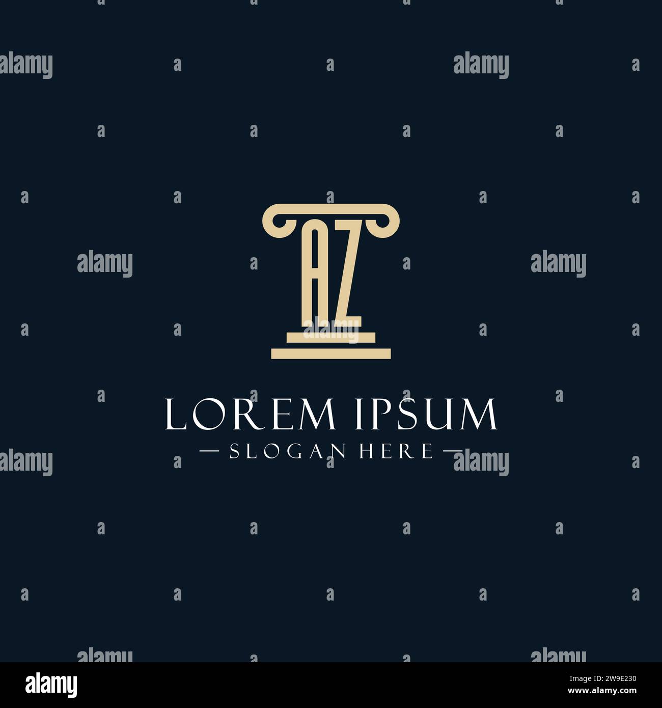 Logos monogrammes initiaux AZ avec des idées de conception de style piliers Illustration de Vecteur