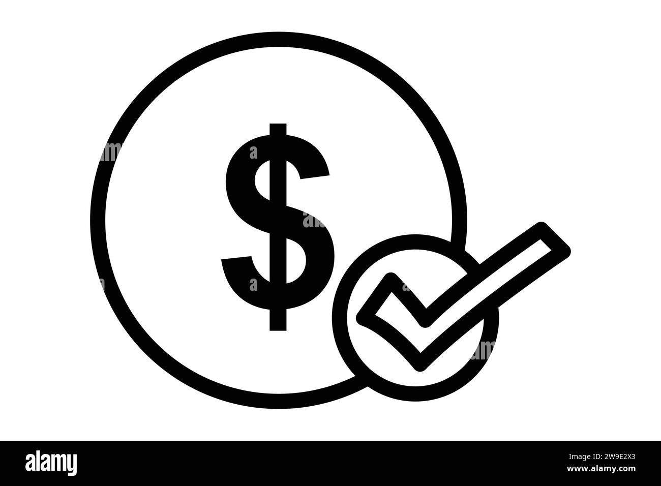 Cochez la case avec le signe dollar. icône liée à la réussite financière. style d'icône de ligne. illustration de l'élément Illustration de Vecteur