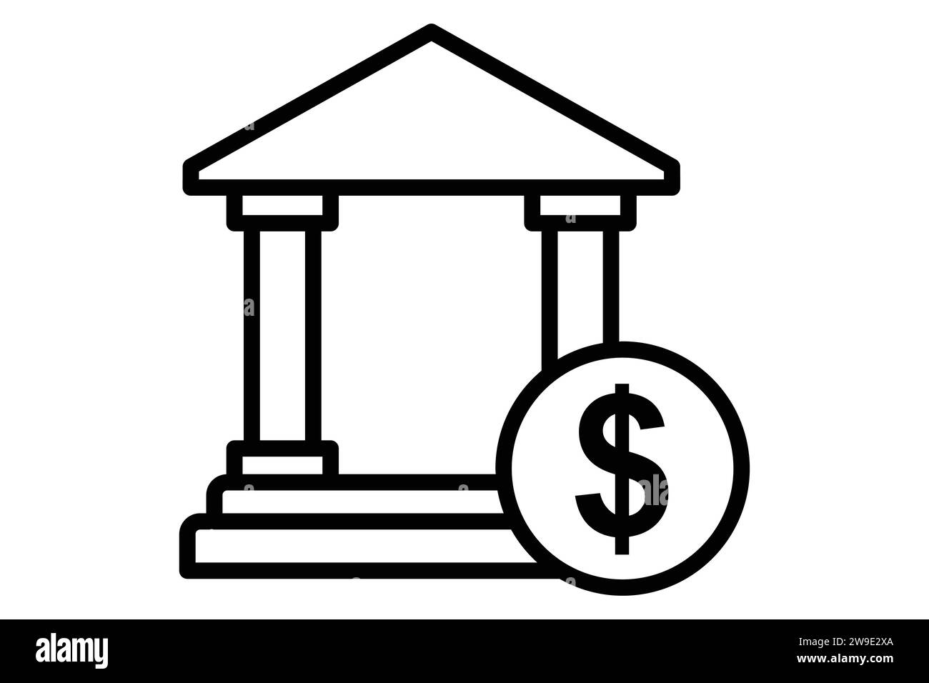 icône banque. immeuble de banque avec dollar. icône liée à finance. style d'icône de ligne. illustration de l'élément Illustration de Vecteur