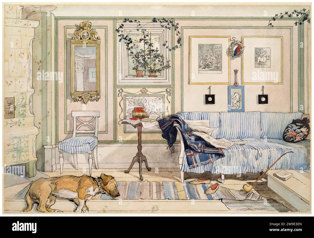 Peinture Carl Larsson, Cosy Corner, de la série : 'a Home' (26 aquarelles), aquarelle, 1894-1895 Banque D'Images