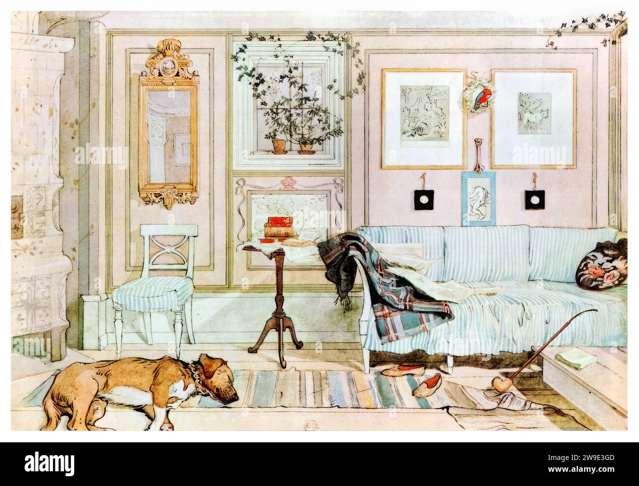 Carl Larsson, Lazy NOOK, aquarelle, 1897 Banque D'Images