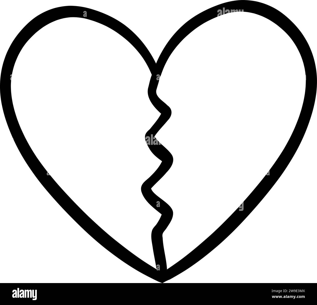 Coeur de ligne dessinée à la main sur fond blanc. Illustration de Vecteur