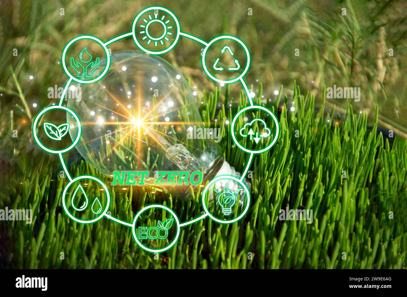 Le concept de zéro carbone net et de neutralité carbone pour l’objectif de zéro émission nette de gaz à effet de serre Stratégie neutre à long terme pour le climat neutre carbone Banque D'Images