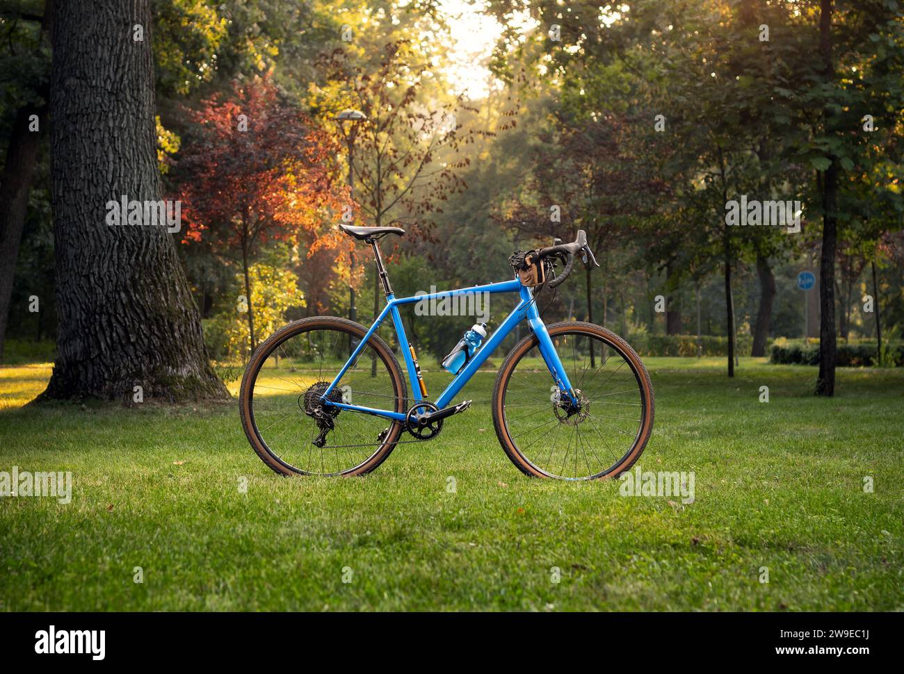 Vélo de gravier dans le parc à la journée ensoleillée d'automne. Sport et loisirs. Banque D'Images