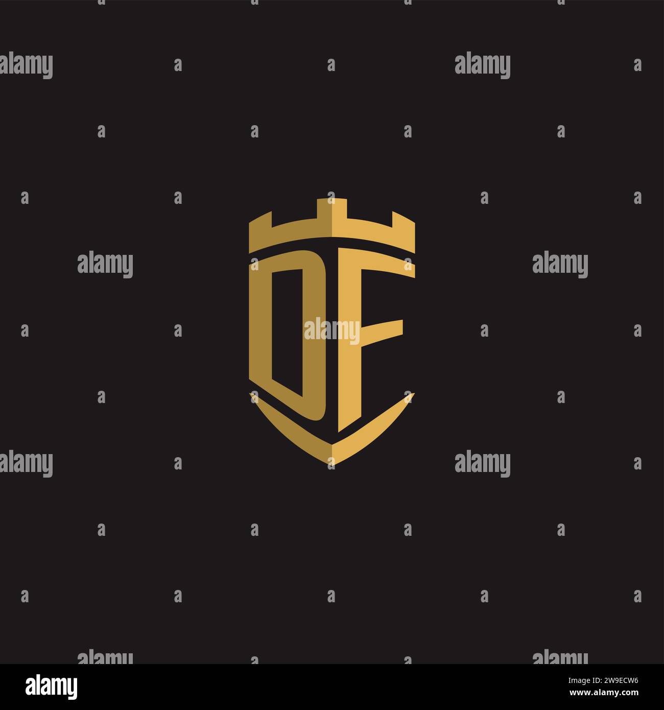 Initiales DF logo monogramme avec graphisme vectoriel de conception de style bouclier Illustration de Vecteur