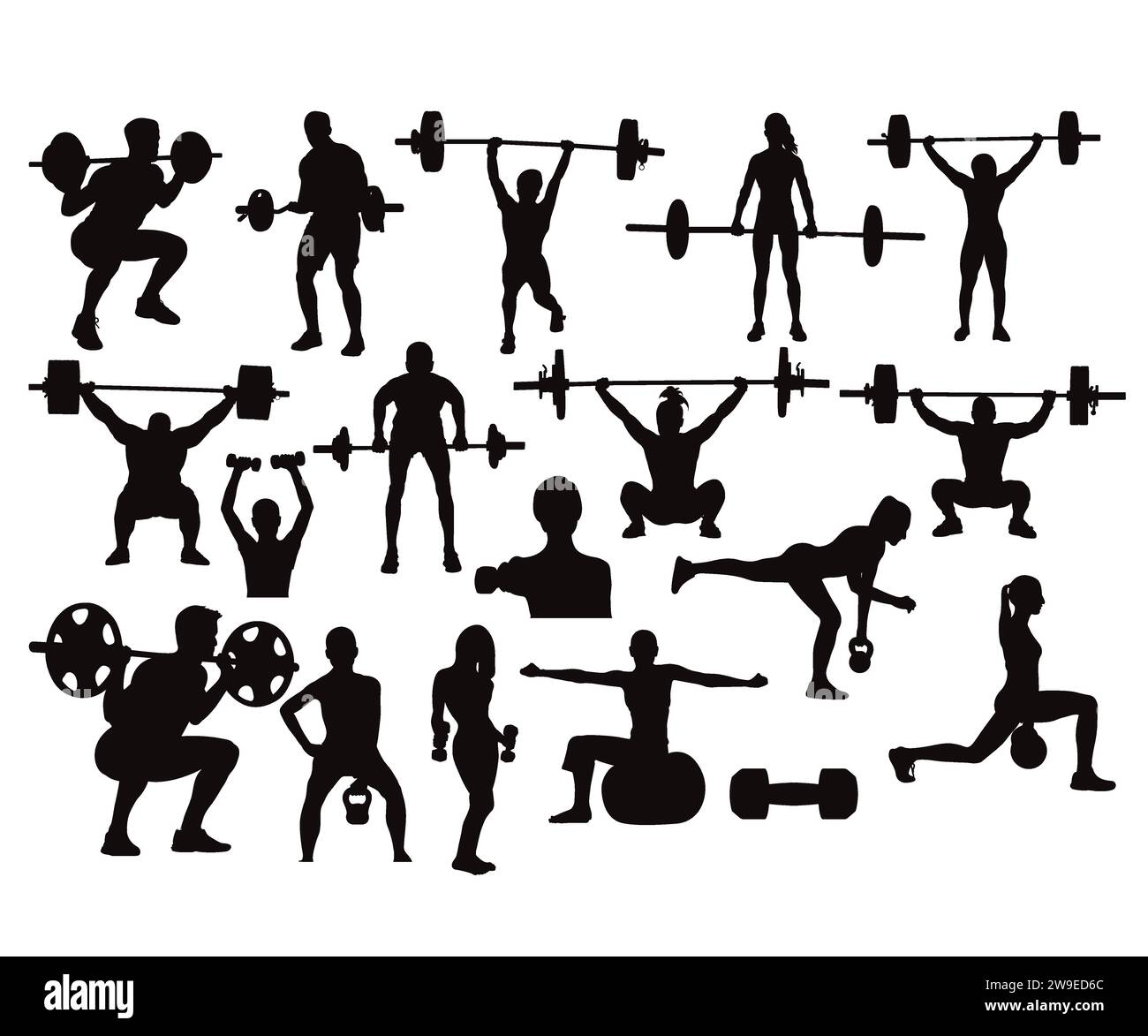 Levage de poids, lifting SVG Bundle, femmes de levage de poids, Silhouette de gym, vecteur de levage de poids, Powerlifting SVG, féminin Illustration de Vecteur