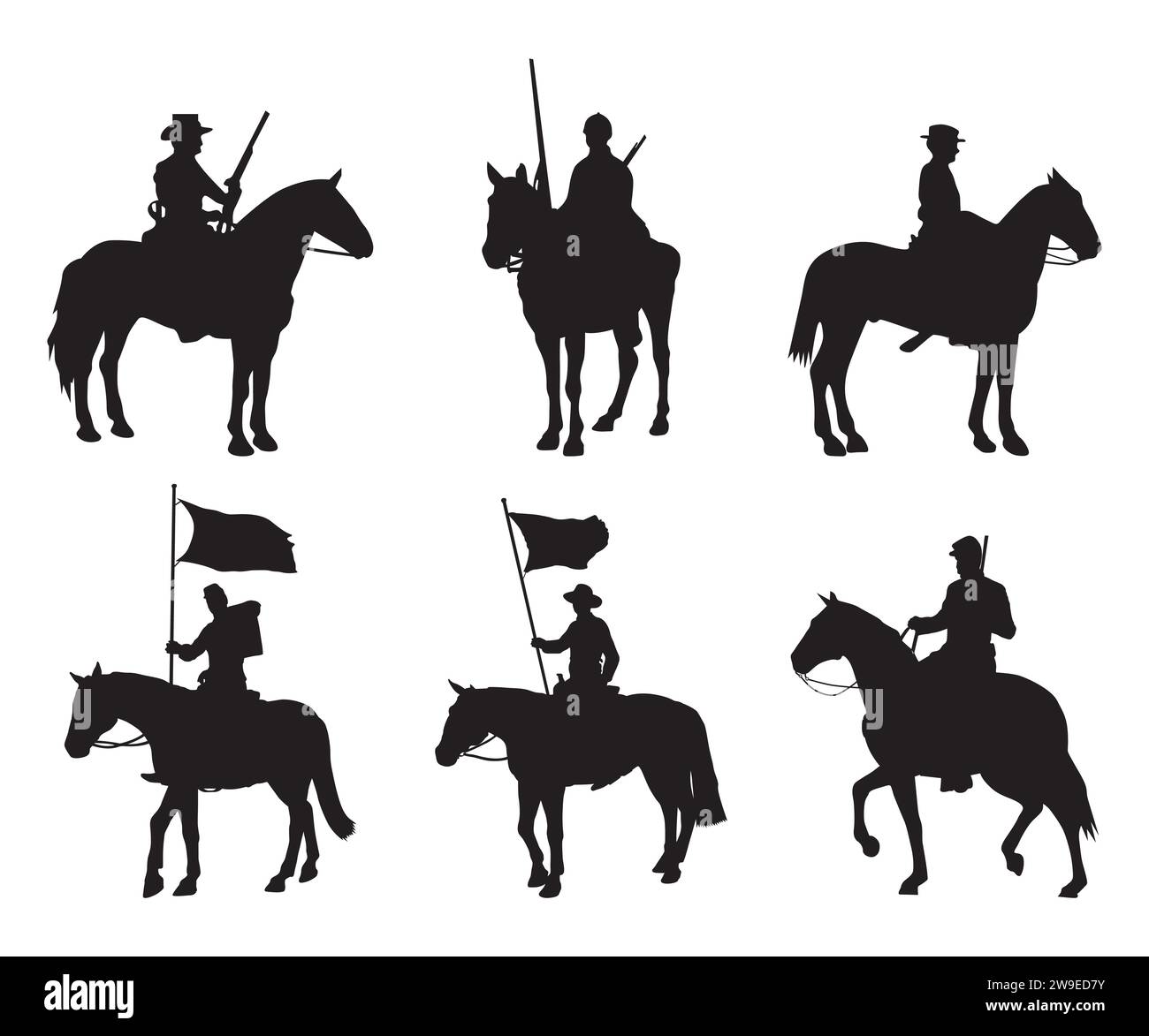 Cheval de guerre civile avec drapeau, silhouettes de guerre civile, cheval de guerre civile, Guerre, canon, civil, soldats, Silhouette Soldat, silhouettes d'Armistice, Americ Illustration de Vecteur