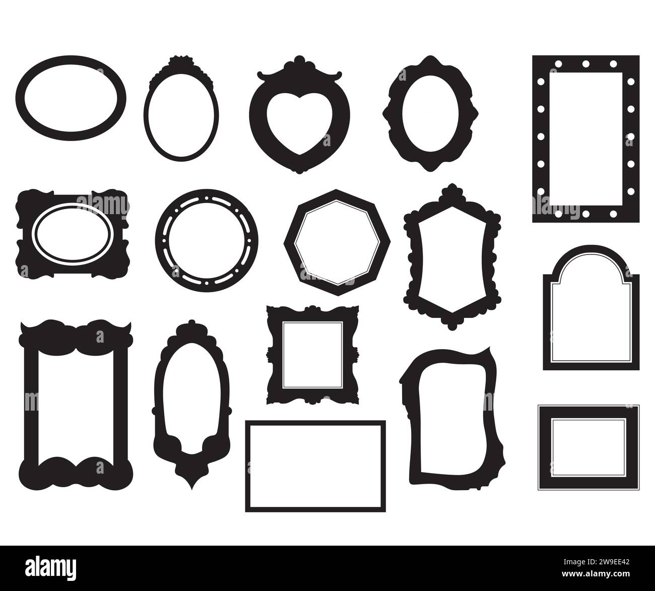 Cadre photo, paquet de vecteur de cadre, cadre photo, cadre miroir, bordure SVG, vintage Frames Clipart Illustration de Vecteur