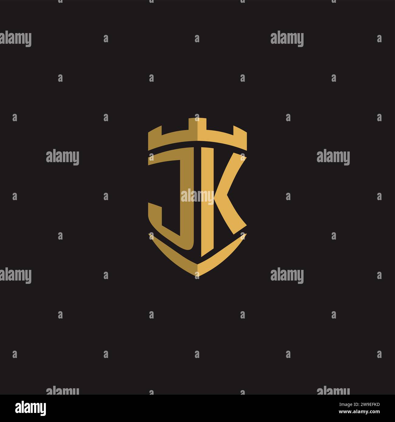 Initiales JK logo monogramme avec graphisme vectoriel de conception de style bouclier Illustration de Vecteur