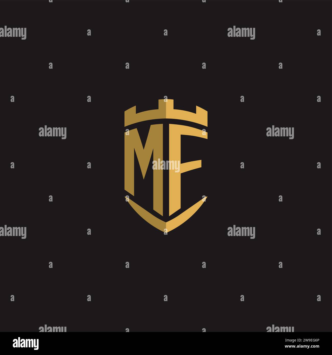 Monogramme du logo MF avec graphisme vectoriel de style bouclier Illustration de Vecteur