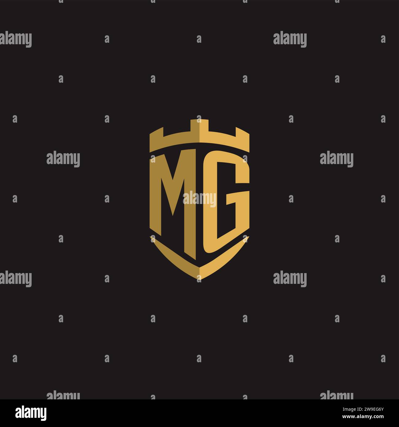 Initiales MG logo monogramme avec graphisme vectoriel de conception de style bouclier Illustration de Vecteur