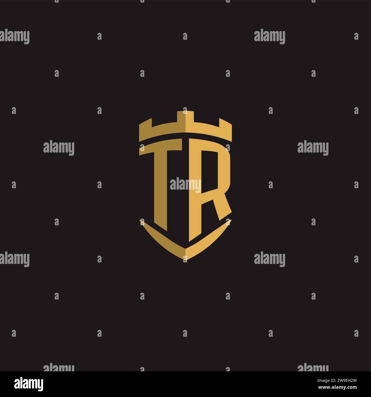 Initiales TR logo monogramme avec graphisme vectoriel de conception de style bouclier Illustration de Vecteur