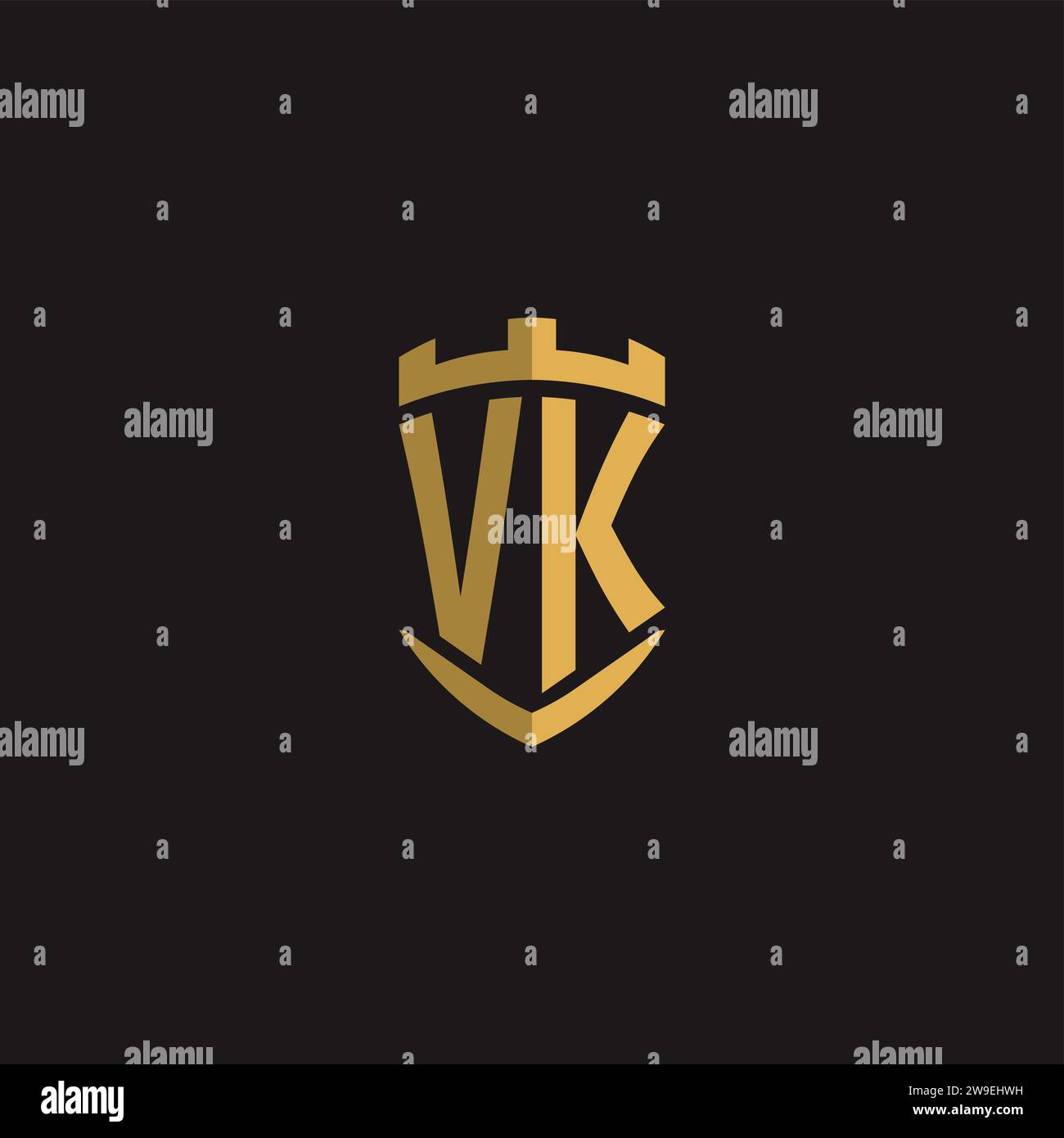 Initiales VK logo monogramme avec graphisme vectoriel de conception de style bouclier Illustration de Vecteur