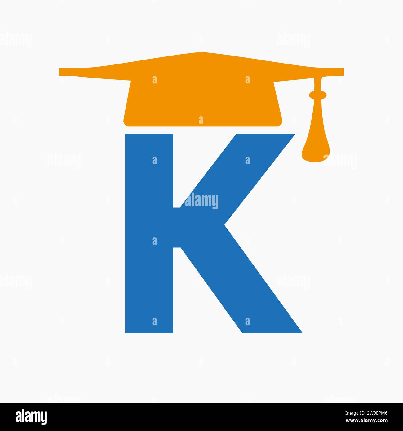 Logo de l'éducation sur la lettre K avec icône de chapeau de graduation. Symbole de l'étude Illustration de Vecteur